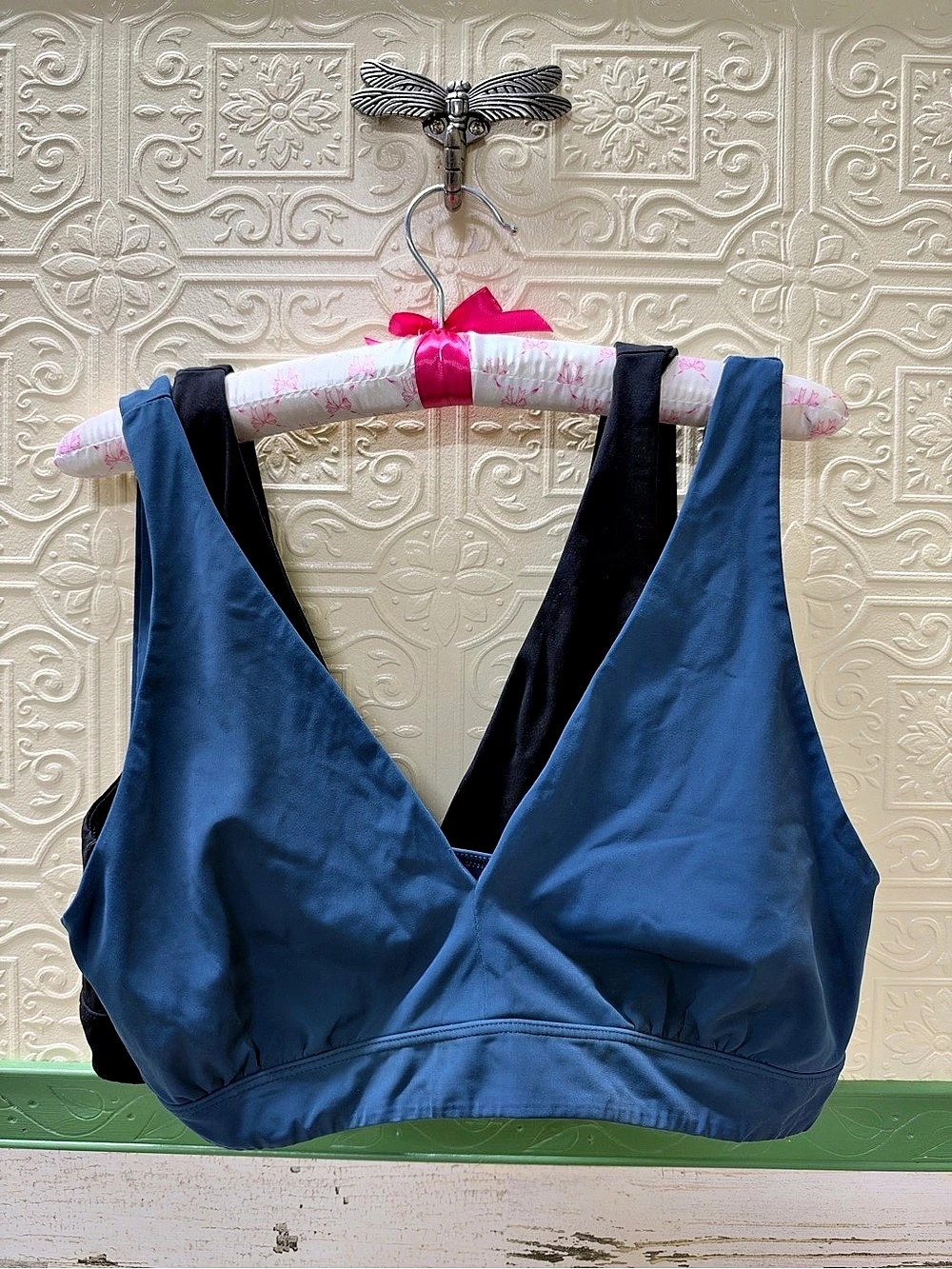 Blue & Black unpadded sports bras
